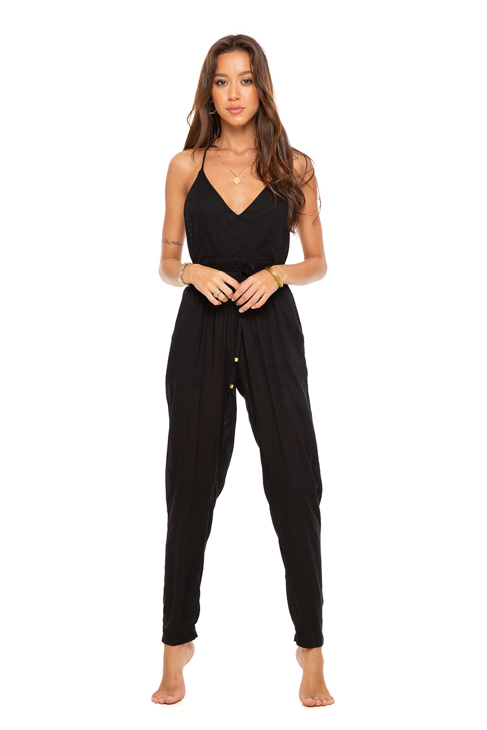 Glitter Strappy Wrap Belted Wide Leg Jumpsuit | boohoo